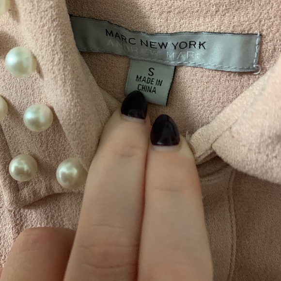 <Andrew Marc> Pink Pearl Collared Blouse - Picture 4 of 4